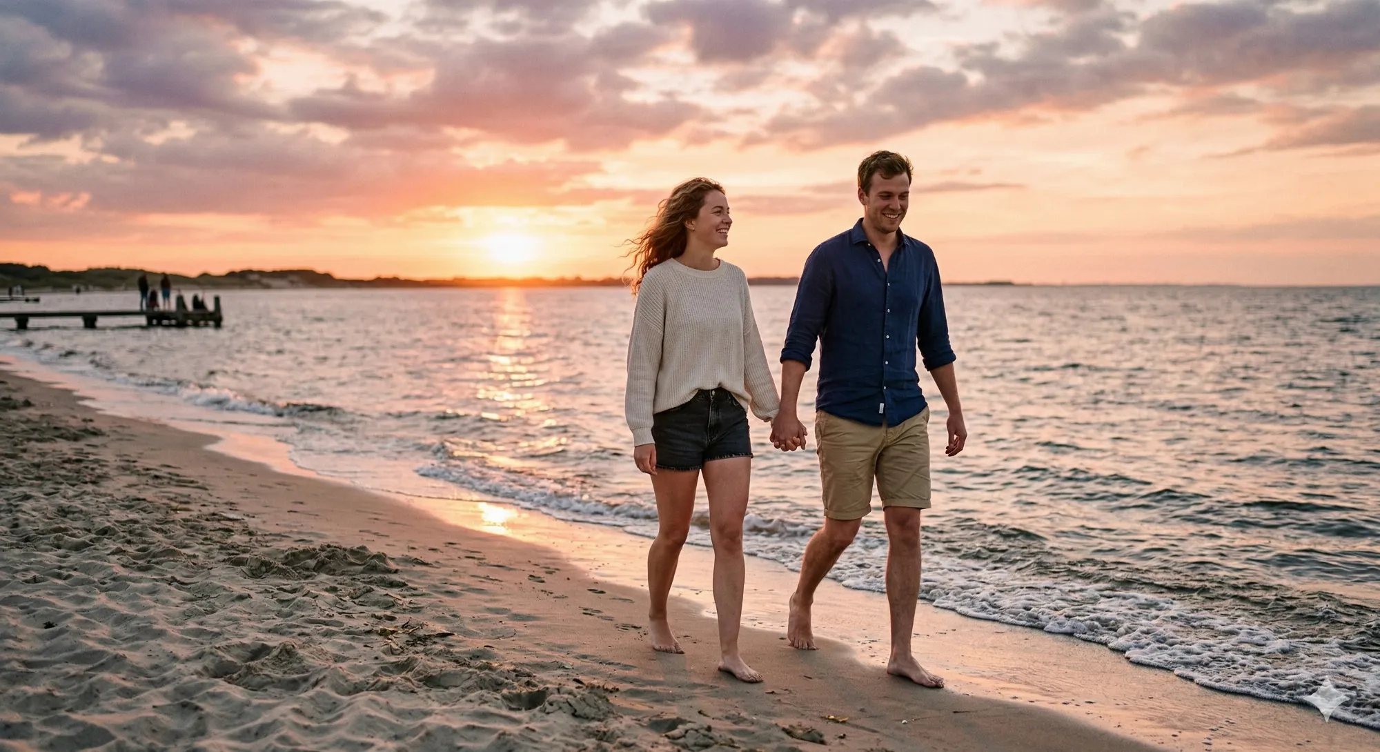 Romantic Sunset Beach Walk Cross Stitch Pattern